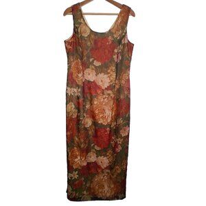 Vintage 90s Virgo II Slip Dress Size 12 Cabbage Rose Evening Party Sleeveless